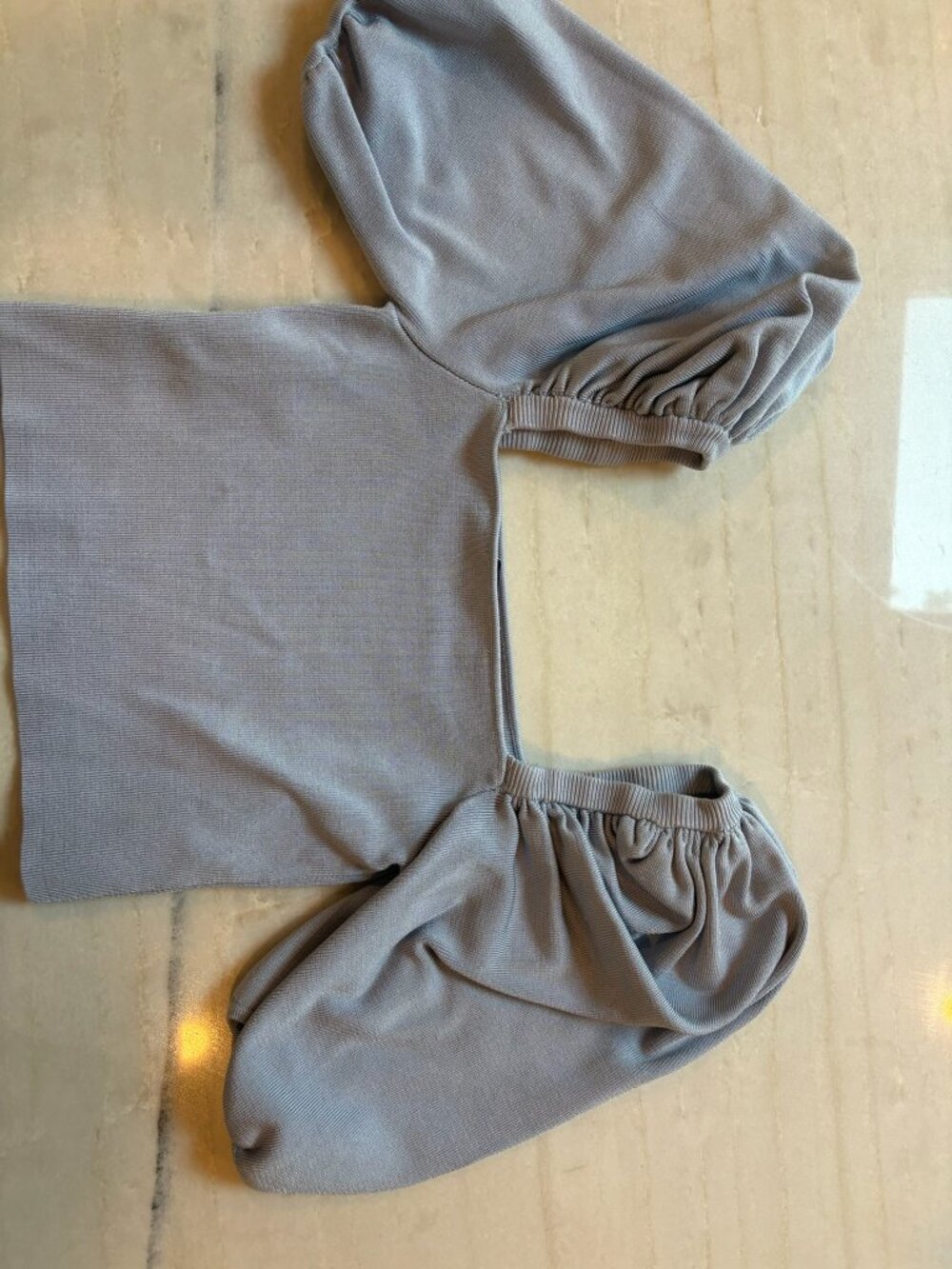 Zara Puff Sleeve Ribbed Crop Top - Picture 2 of 3